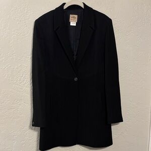 Vintage Sara Sturgeon England Notch Collar Single Breasted Long Line Blazer